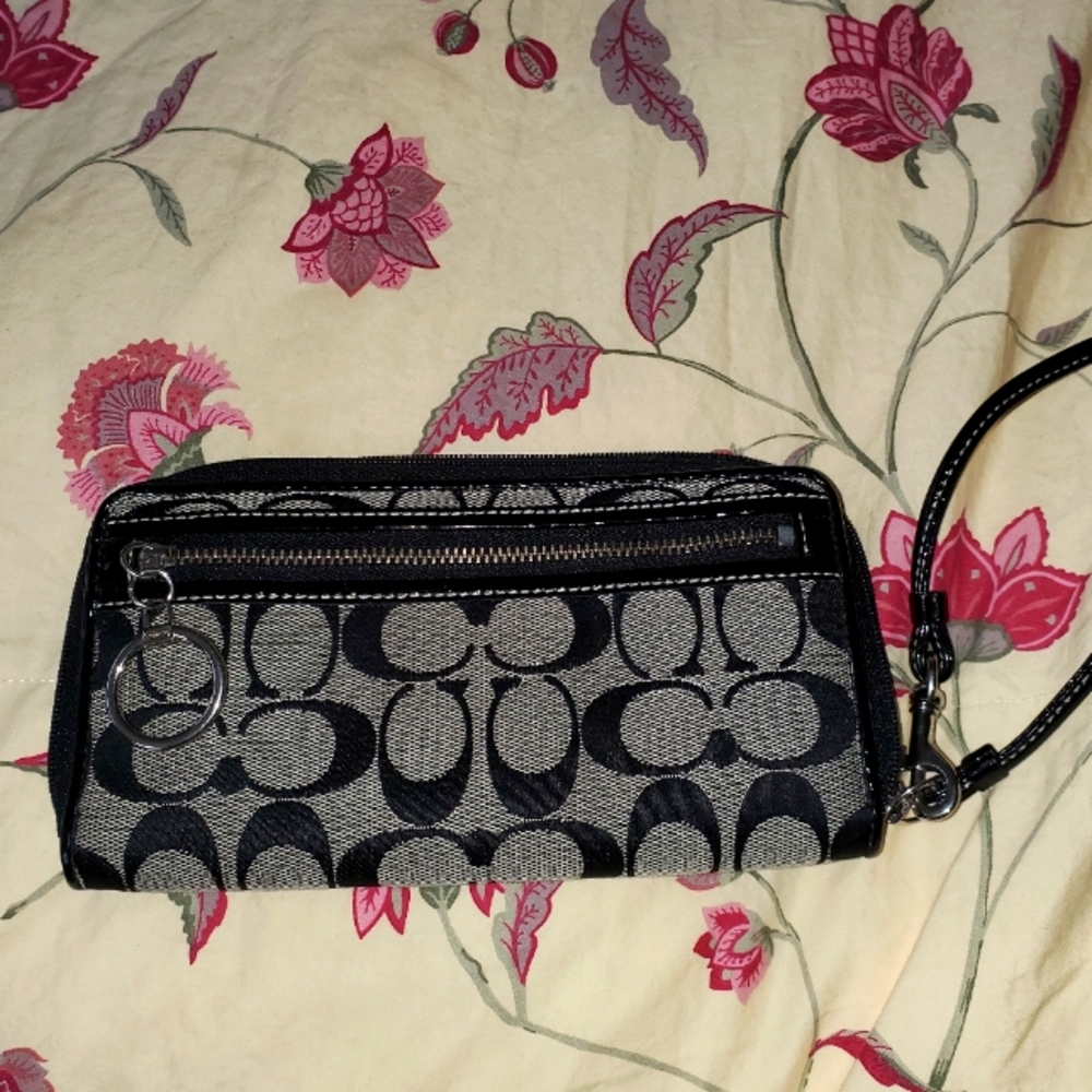 Coach signature zip around wallet/wristlet